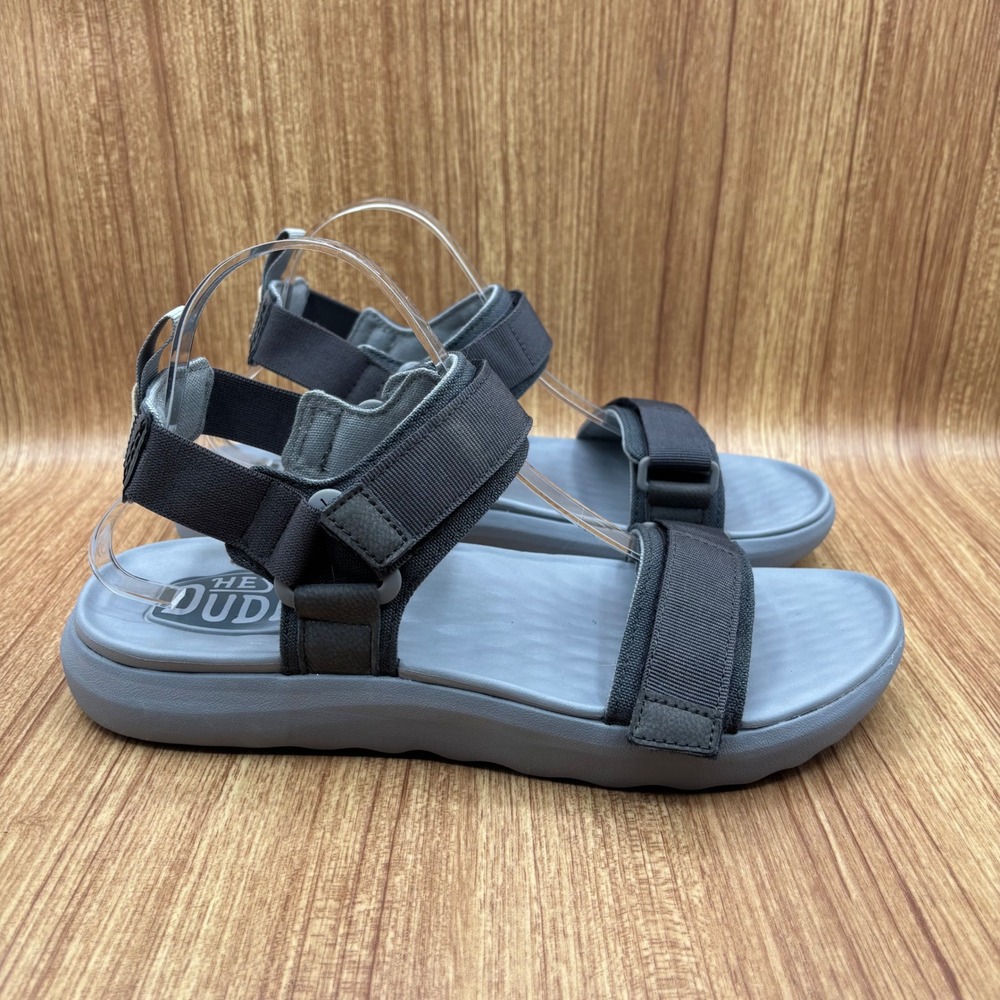Hey Dude Carson Sandal Sport Mode Black Grey Men Size 9 Adjustable Strappy 40712